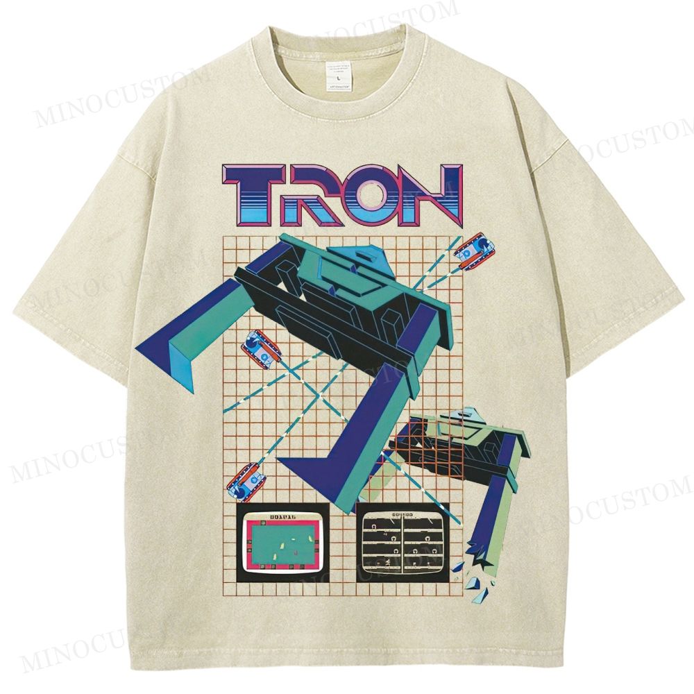 TRON Retro Sci-Fi Gaming Graphic Washed T-Shirt
