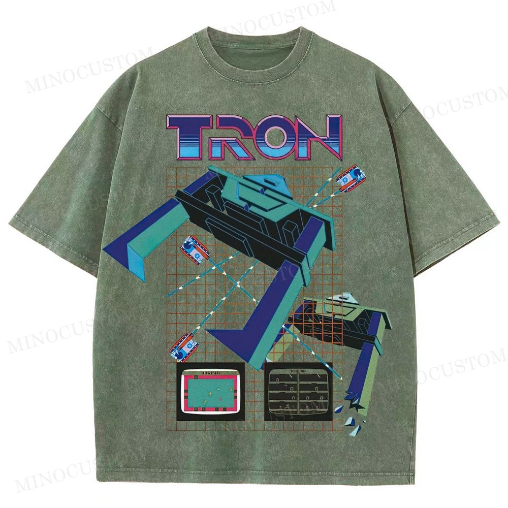 TRON Retro Sci-Fi Gaming Graphic Washed T-Shirt