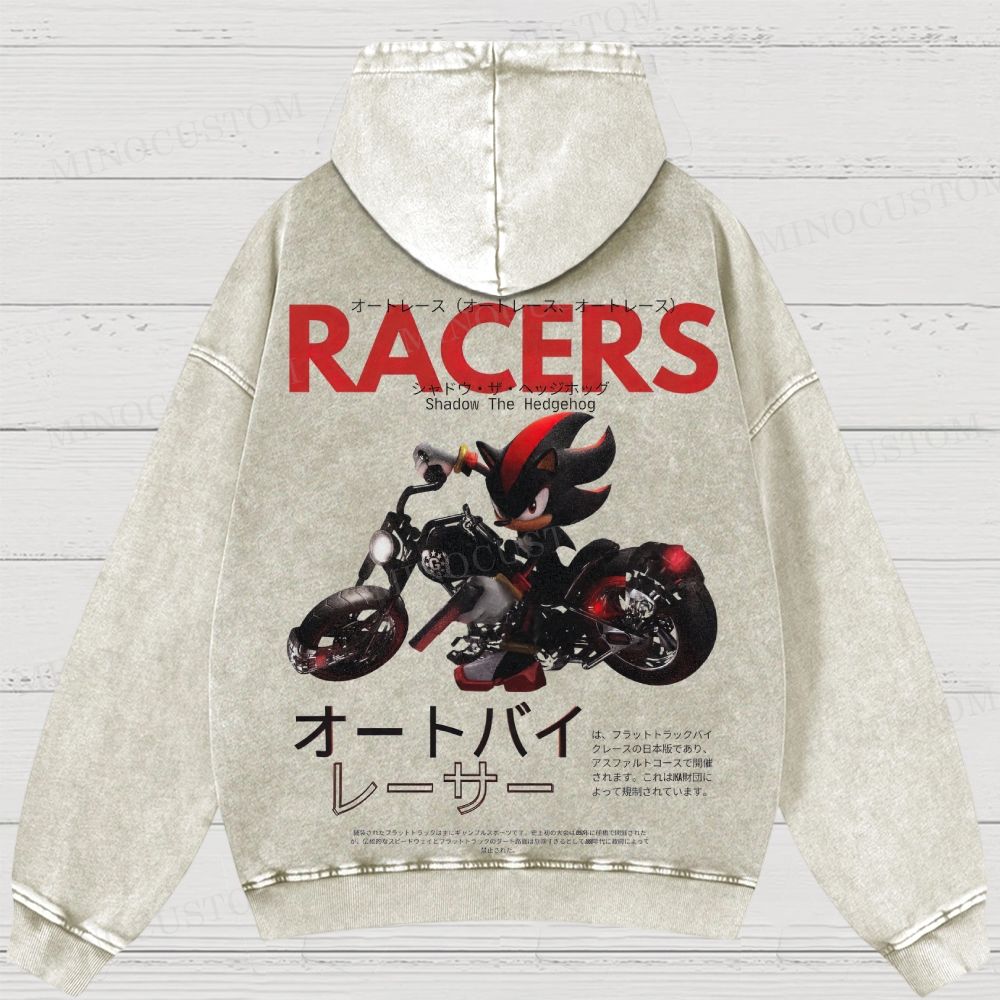 Shadow the Hedgehog Racers Gaming Graphic Washed Hoodies