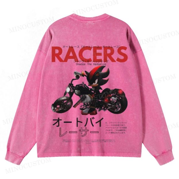 Shadow the Hedgehog Racers Gaming Graphic Washed Long-Sleeved T-Shirt