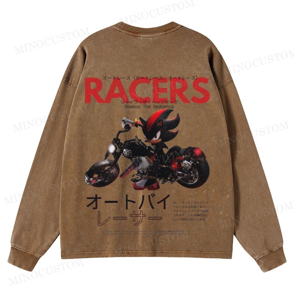 Shadow the Hedgehog Racers Gaming Graphic Washed Long-Sleeved T-Shirt