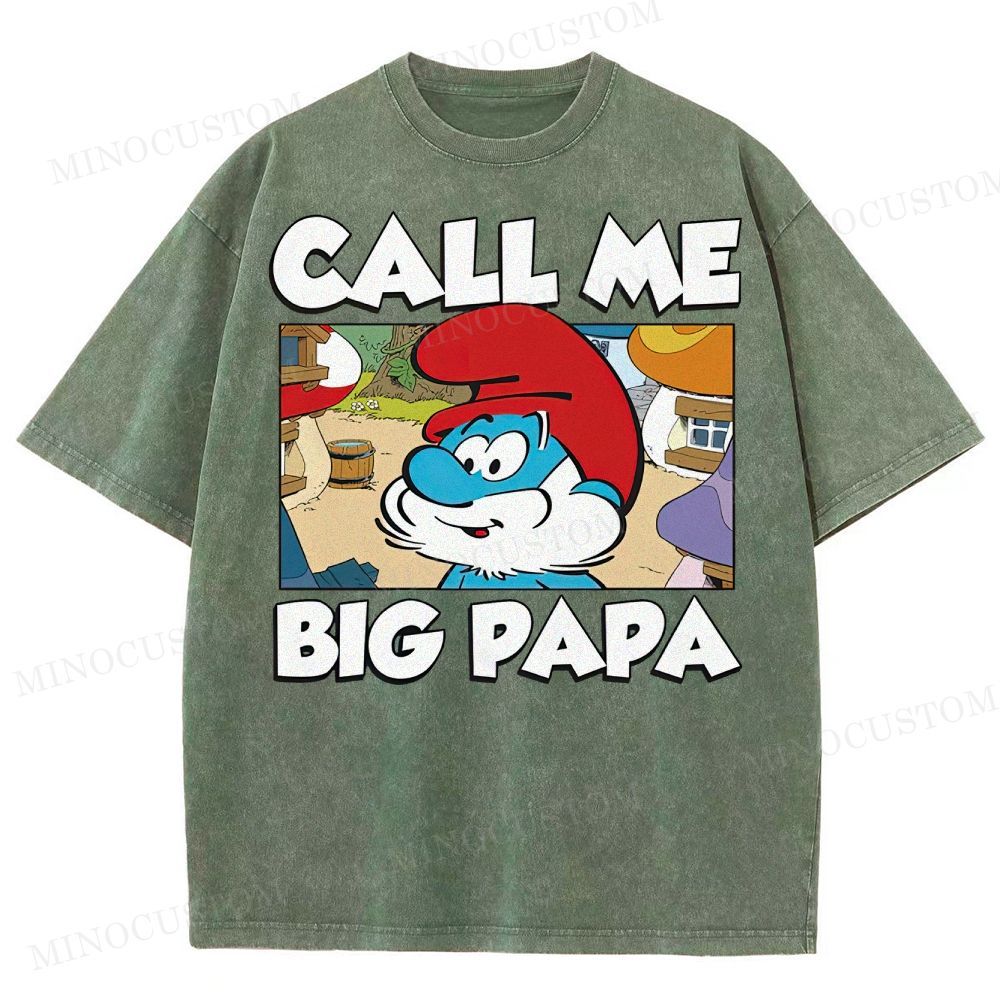 Call Me Big Papa Smurfs  Washed T-Shirt 