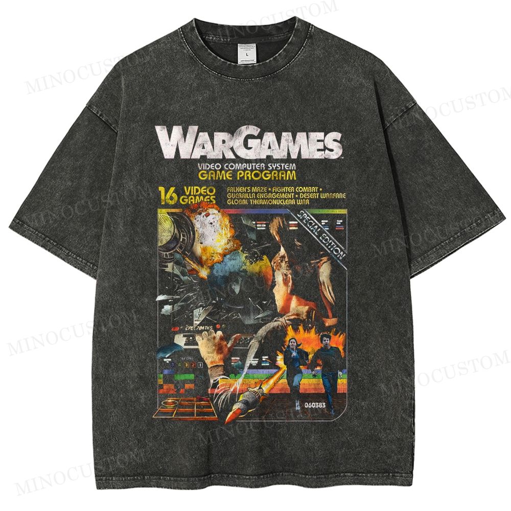 WarGames Sci-Fi Thriller Retro Collage Graphic Washed T-Shirt