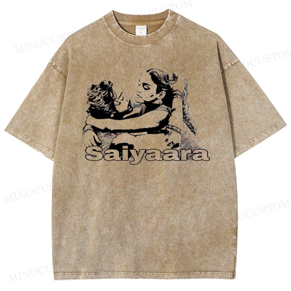 Saiyaara Romantic Drama Retro Art Graphic Washed T-Shirt