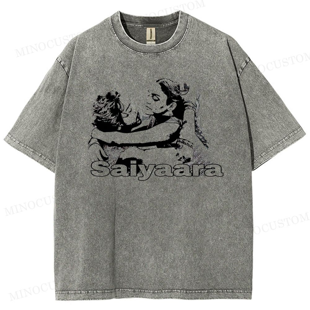 Saiyaara Romantic Drama Retro Art Graphic Washed T-Shirt