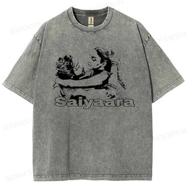 Saiyaara Romantic Drama Retro Art Graphic Washed T-Shirt