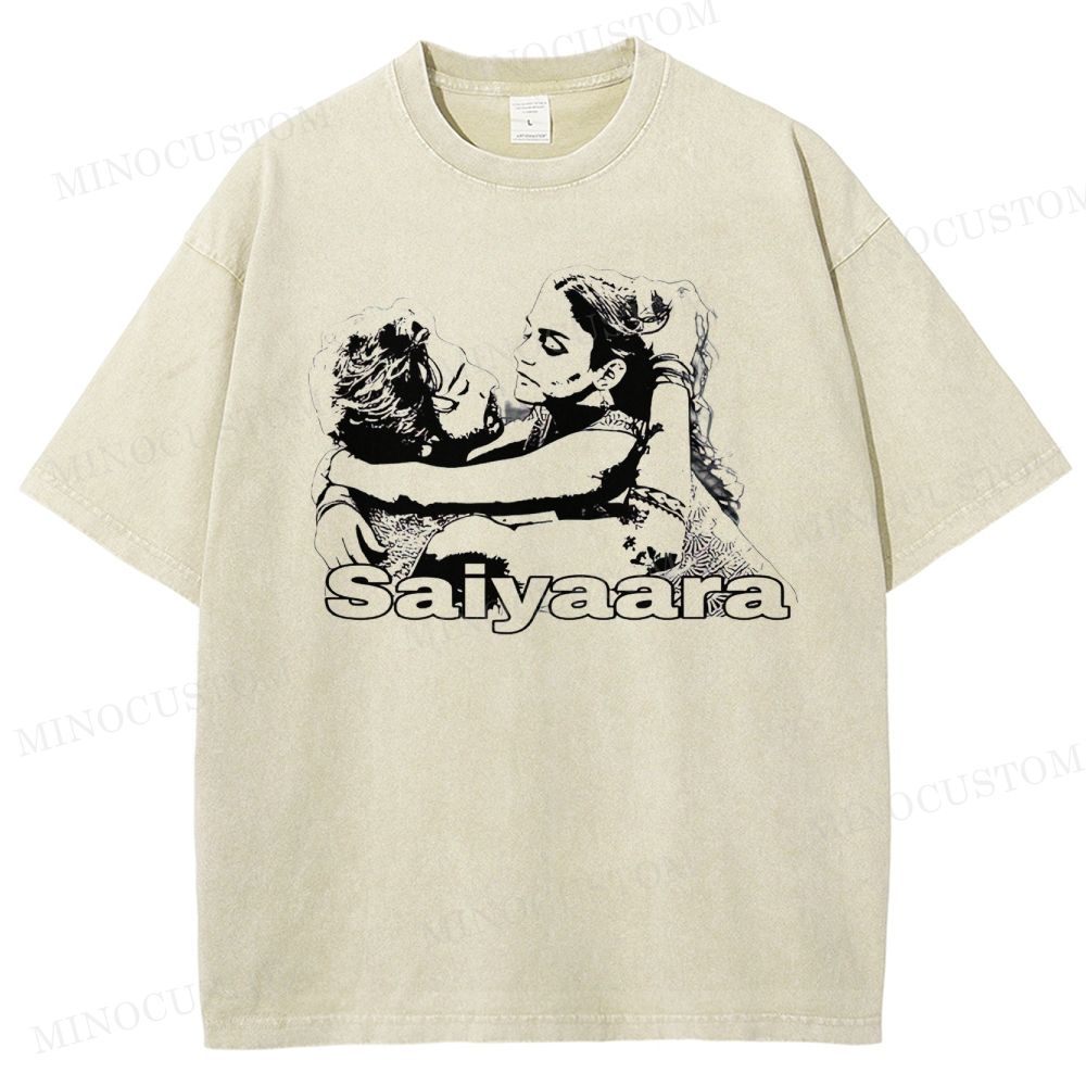 Saiyaara Romantic Drama Retro Art Graphic Washed T-Shirt