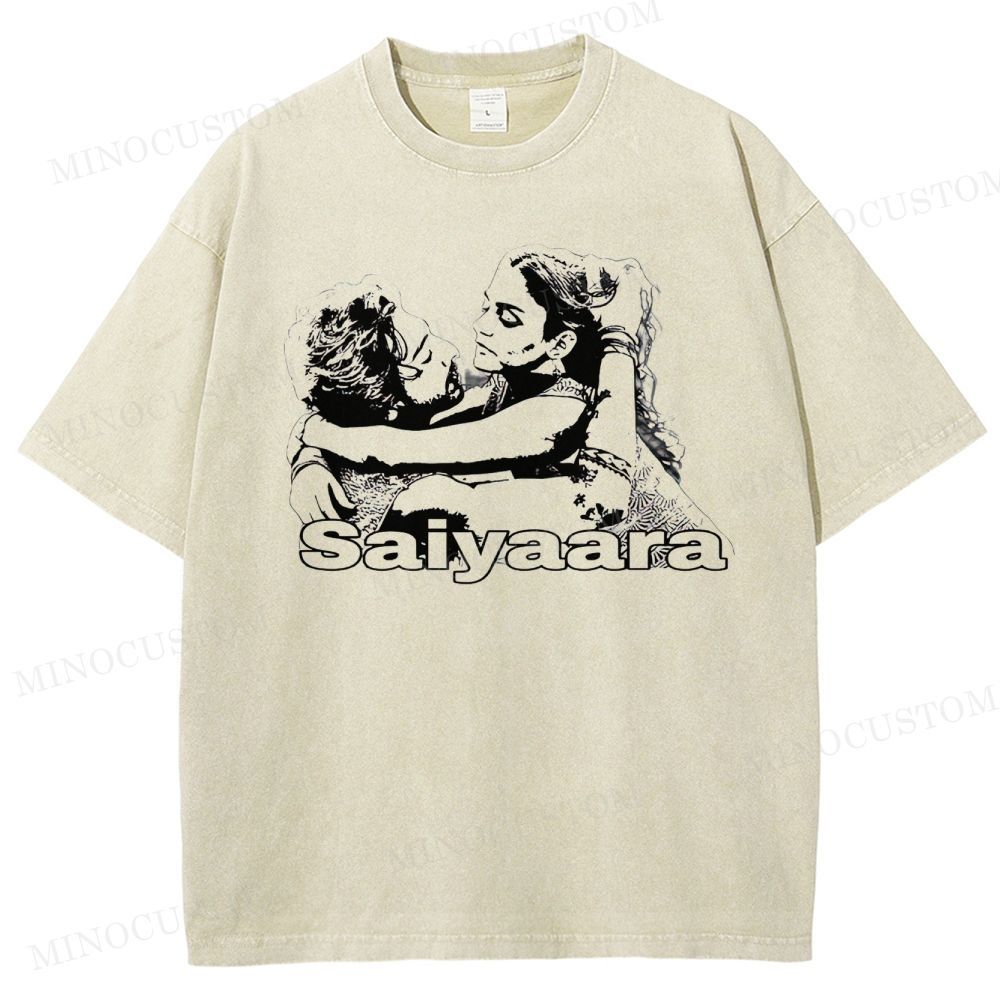 Saiyaara Romantic Drama Retro Art Graphic Washed T-Shirt
