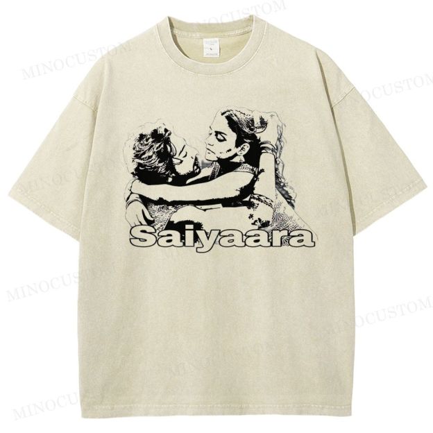 Saiyaara Romantic Drama Retro Art Graphic Washed T-Shirt