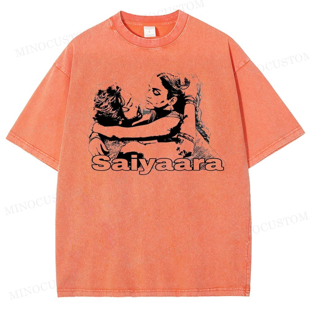 Saiyaara Romantic Drama Retro Art Graphic Washed T-Shirt