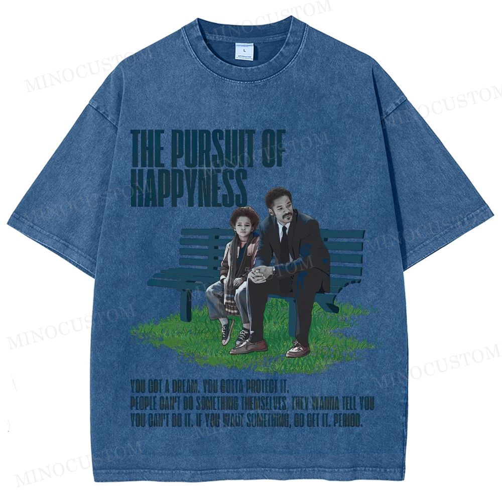 The Pursuit of Happyness Inspirational Drama Retro Scene & Quote Graphic Washed T-Shirt