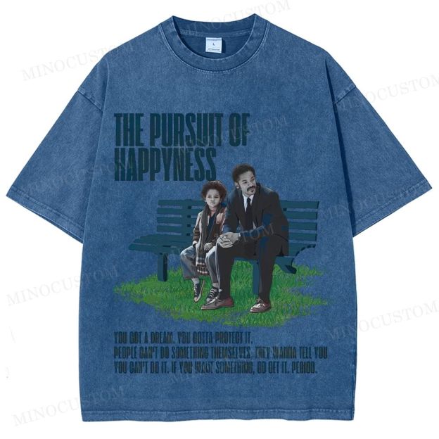 The Pursuit of Happyness Inspirational Drama Retro Scene & Quote Graphic Washed T-Shirt