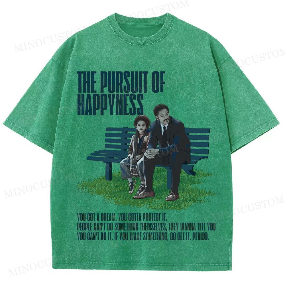 The Pursuit of Happyness Inspirational Drama Retro Scene & Quote Graphic Washed T-Shirt