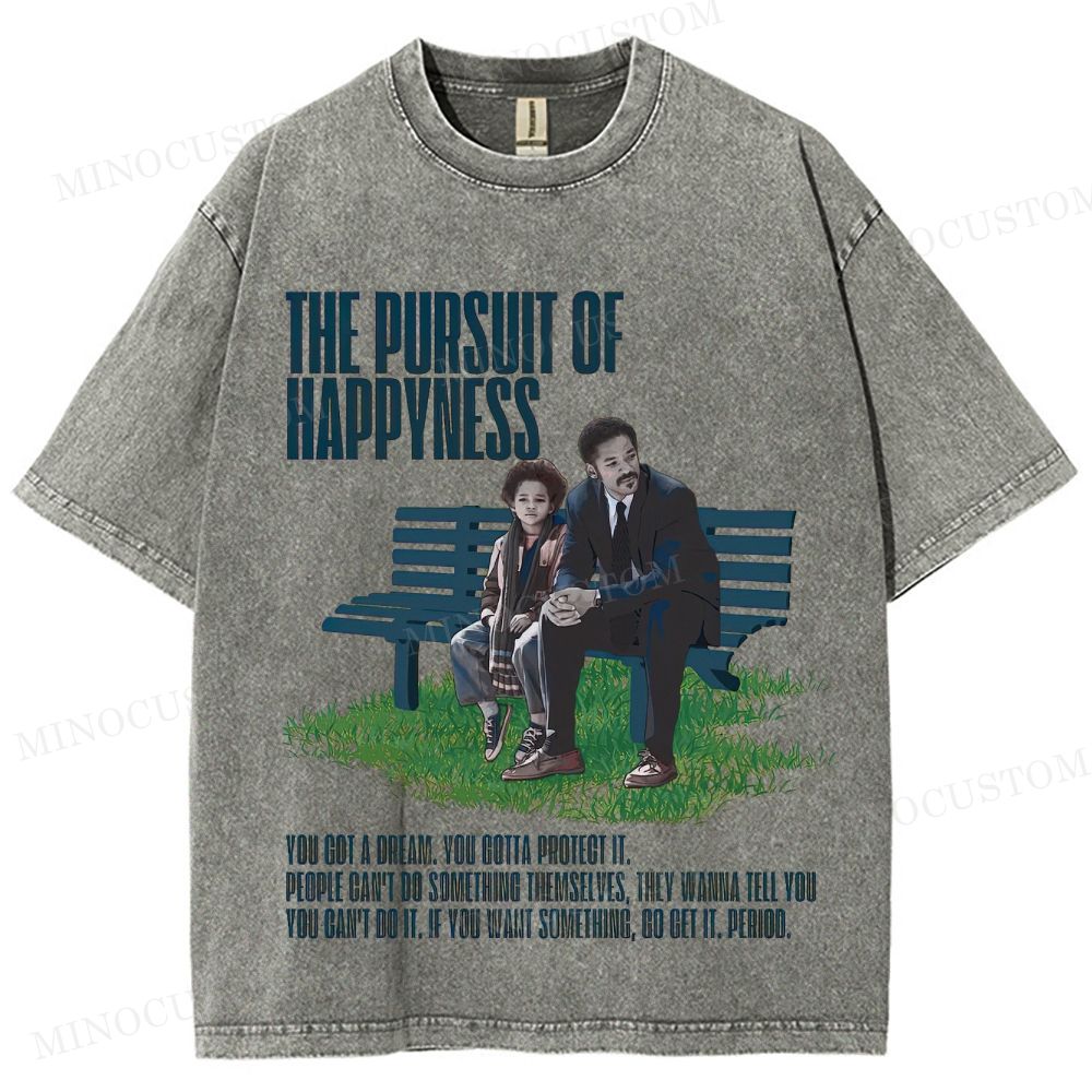 The Pursuit of Happyness Inspirational Drama Retro Scene & Quote Graphic Washed T-Shirt