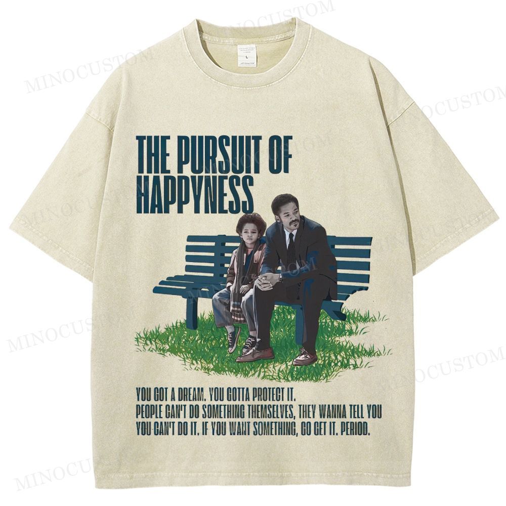The Pursuit of Happyness Inspirational Drama Retro Scene & Quote Graphic Washed T-Shirt