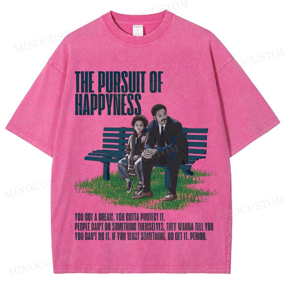 The Pursuit of Happyness Inspirational Drama Retro Scene & Quote Graphic Washed T-Shirt
