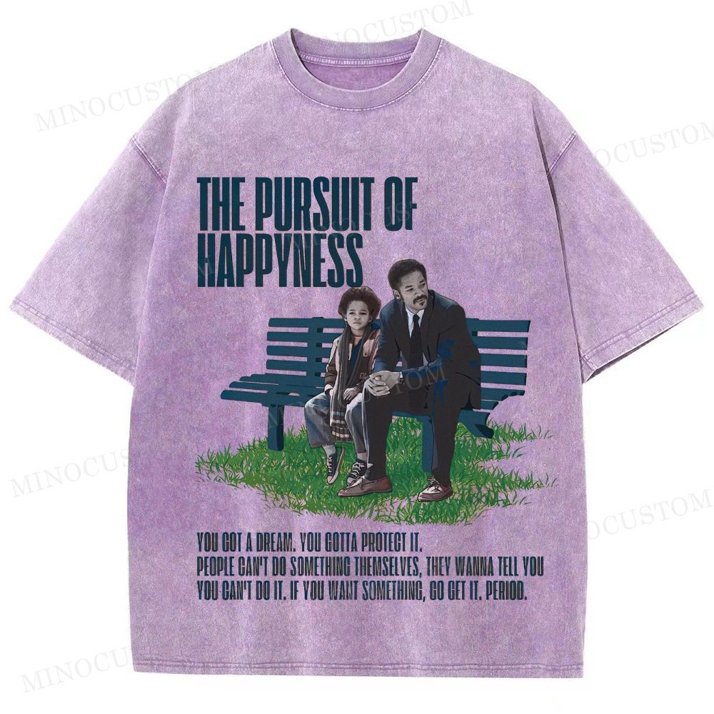 The Pursuit of Happyness Inspirational Drama Retro Scene & Quote Graphic Washed T-Shirt