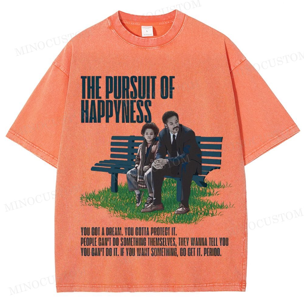The Pursuit of Happyness Inspirational Drama Retro Scene & Quote Graphic Washed T-Shirt