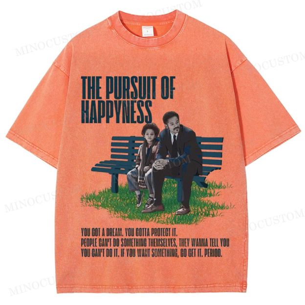 The Pursuit of Happyness Inspirational Drama Retro Scene & Quote Graphic Washed T-Shirt