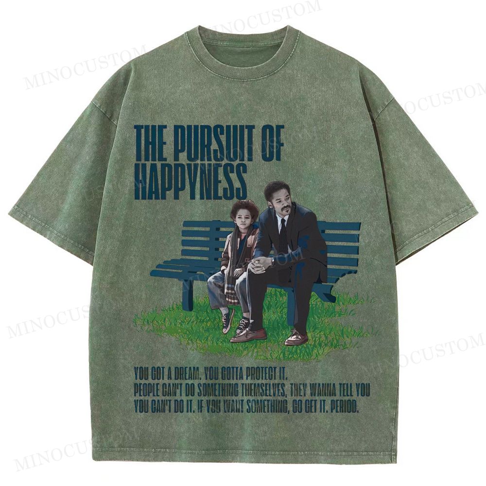 The Pursuit of Happyness Inspirational Drama Retro Scene & Quote Graphic Washed T-Shirt
