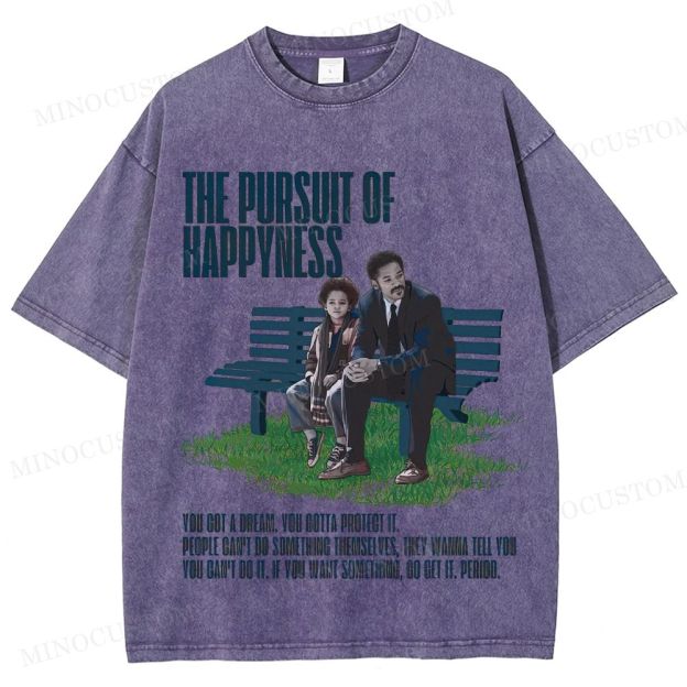 The Pursuit of Happyness Inspirational Drama Retro Scene & Quote Graphic Washed T-Shirt