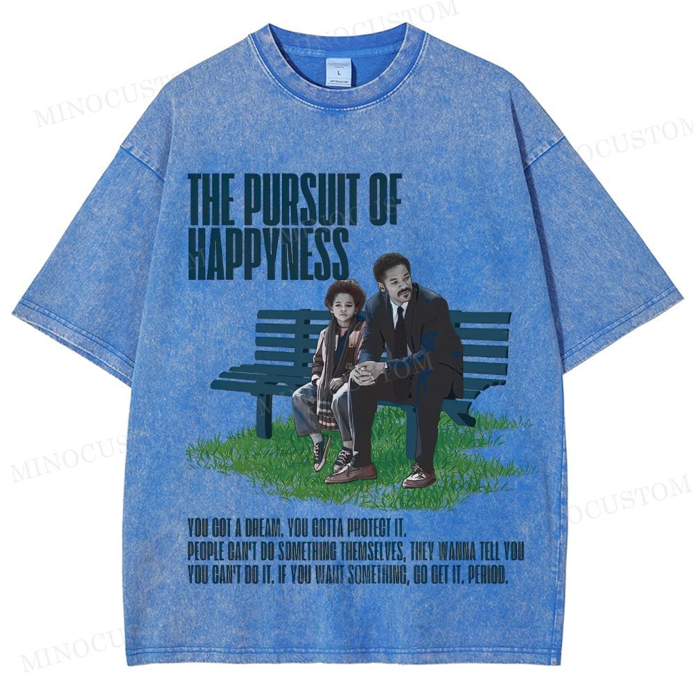 The Pursuit of Happyness Inspirational Drama Retro Scene & Quote Graphic Washed T-Shirt