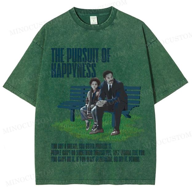 The Pursuit of Happyness Inspirational Drama Retro Scene & Quote Graphic Washed T-Shirt