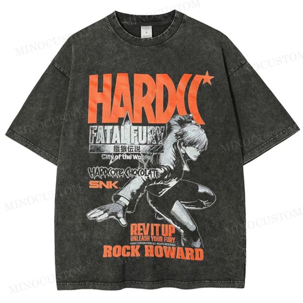 Fatal Fury: City of the Wolves Retro Fighting Game Collage Graphic Washed T-Shirt 