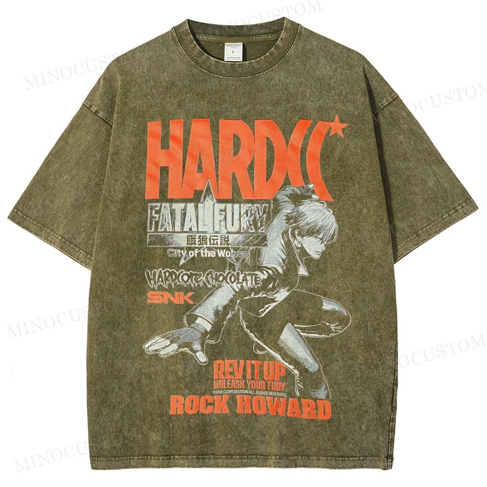 Fatal Fury: City of the Wolves Retro Fighting Game Collage Graphic Washed T-Shirt 