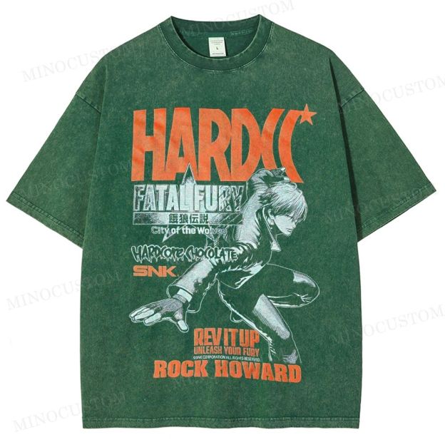 Fatal Fury: City of the Wolves Retro Fighting Game Collage Graphic Washed T-Shirt 