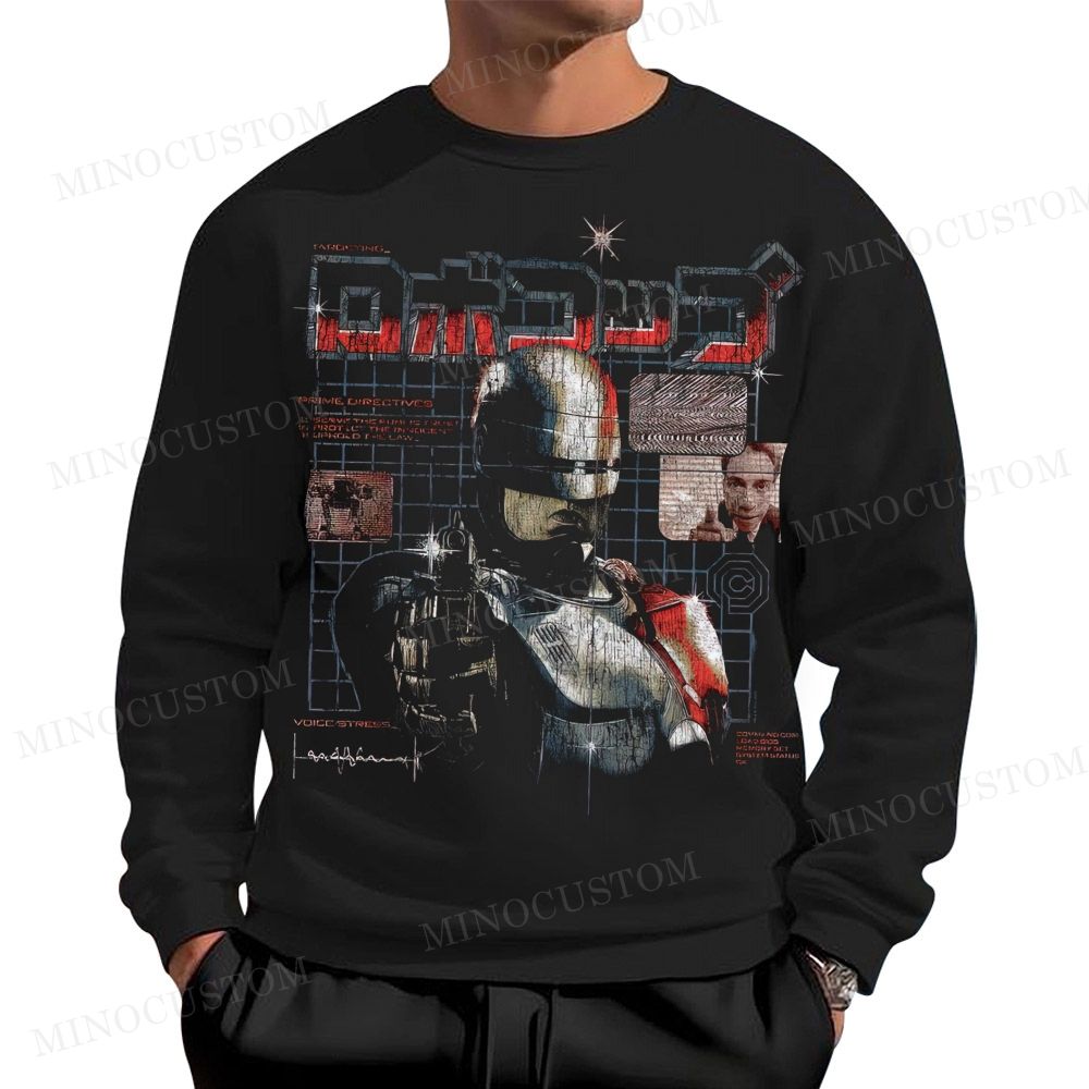 RoboCop Sci-Fi Action Retro Collage Graphic Cotton Sweatshirts