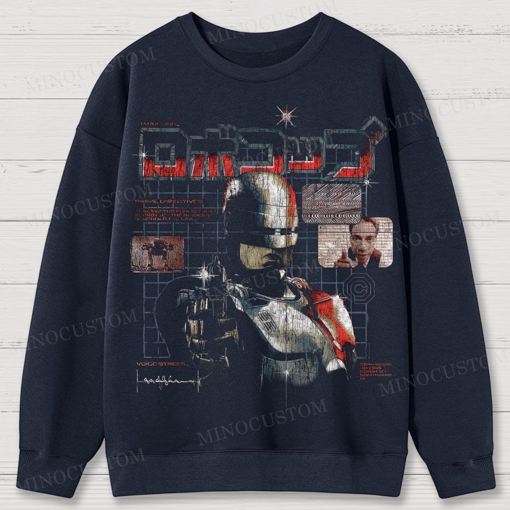 RoboCop Sci-Fi Action Retro Collage Graphic Cotton Sweatshirts