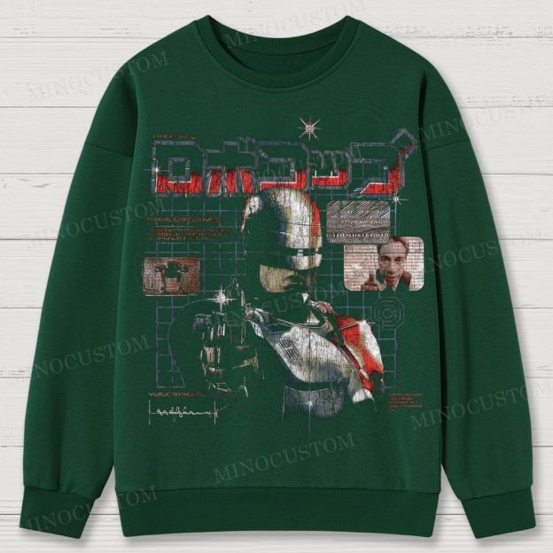 RoboCop Sci-Fi Action Retro Collage Graphic Cotton Sweatshirts