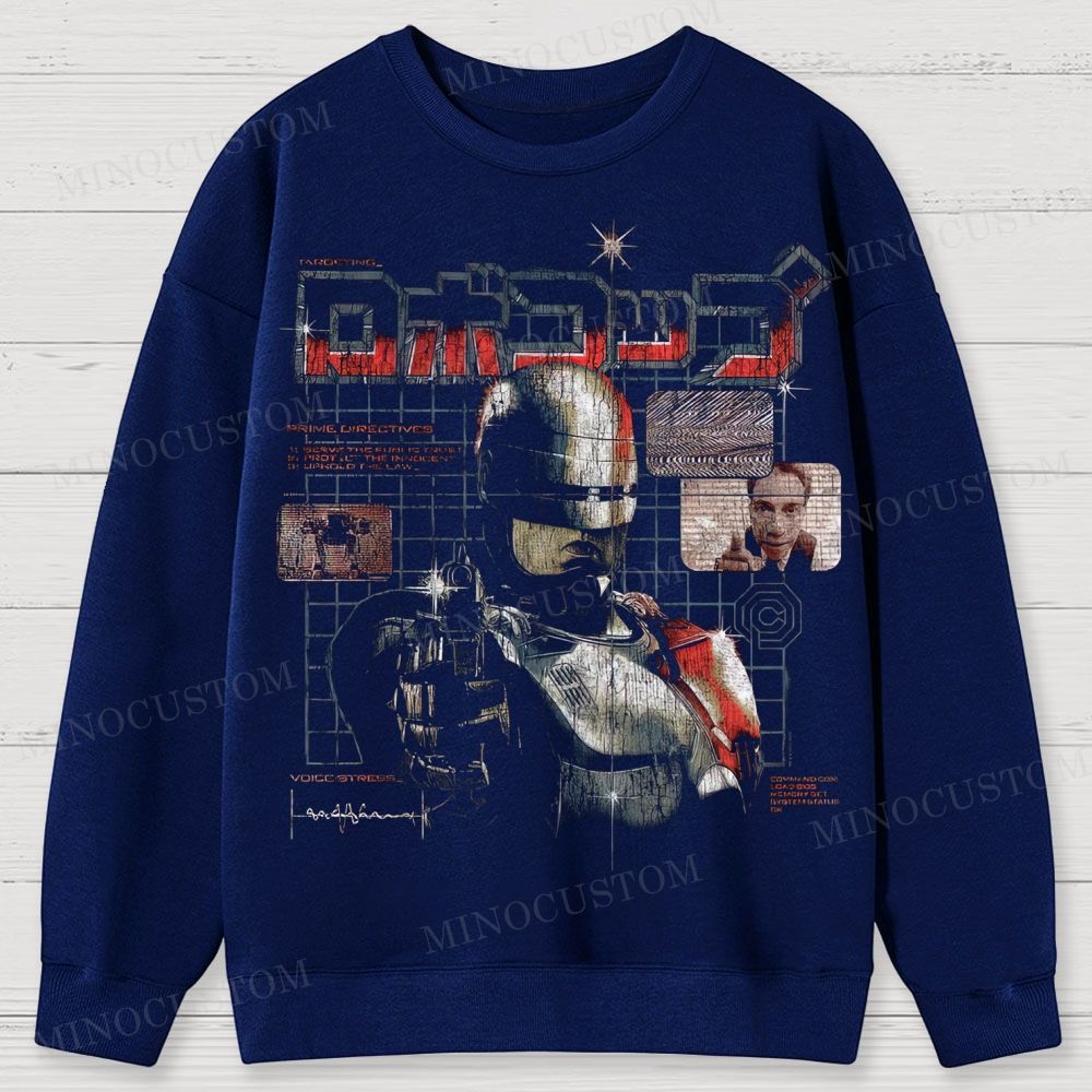 RoboCop Sci-Fi Action Retro Collage Graphic Cotton Sweatshirts