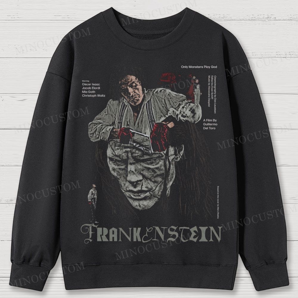 Frankenstein (Guillermo del Toro’s Version) Gothic Horror Retro Collage Graphic Cotton Sweatshirts
