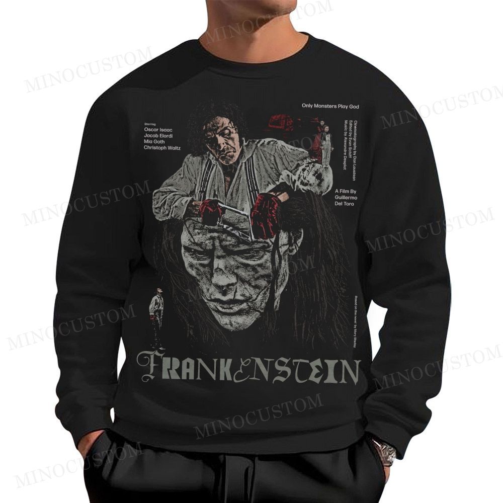 Frankenstein (Guillermo del Toro’s Version) Gothic Horror Retro Collage Graphic Cotton Sweatshirts