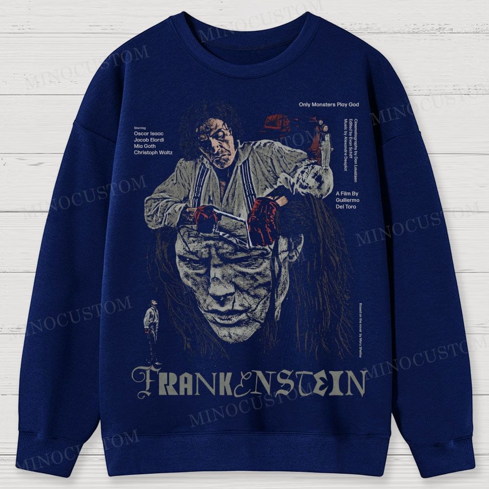 Frankenstein (Guillermo del Toro’s Version) Gothic Horror Retro Collage Graphic Cotton Sweatshirts