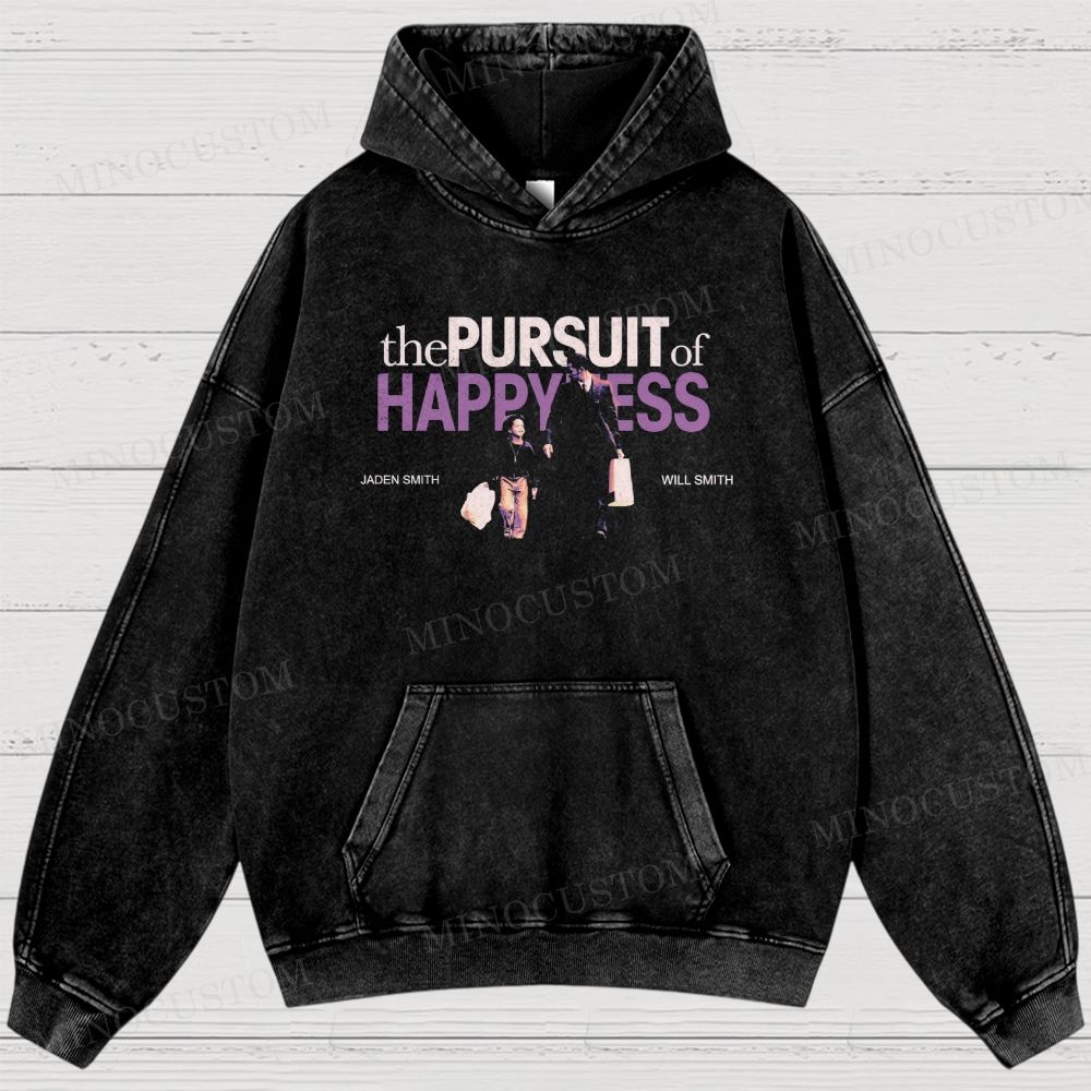 The Pursuit of Happyness Inspirational Drama Retro Collage Graphic Washed Hoodies