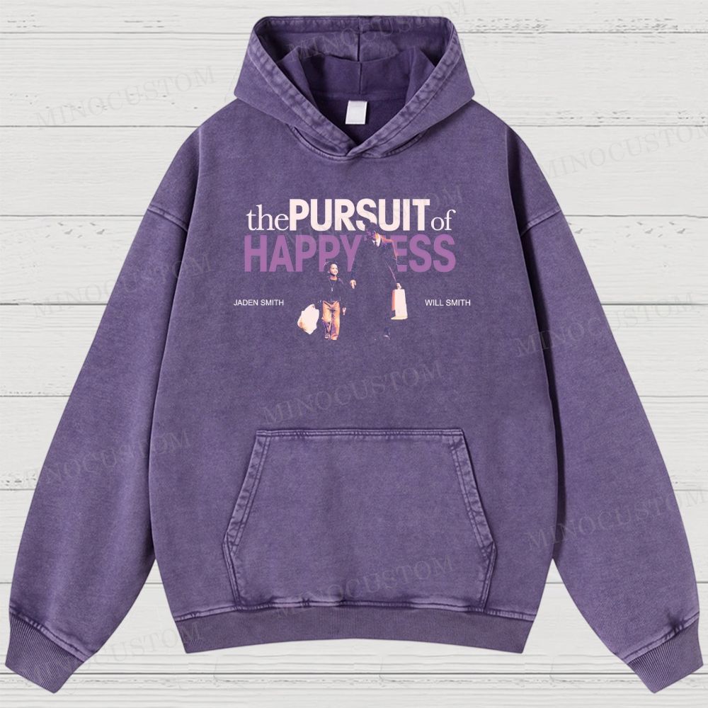 The Pursuit of Happyness Inspirational Drama Retro Collage Graphic Washed Hoodies