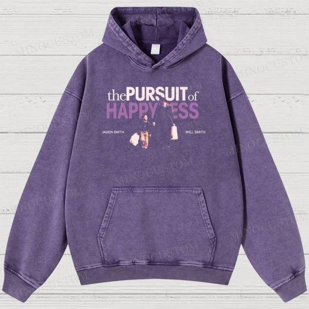 The Pursuit of Happyness Inspirational Drama Retro Collage Graphic Washed Hoodies