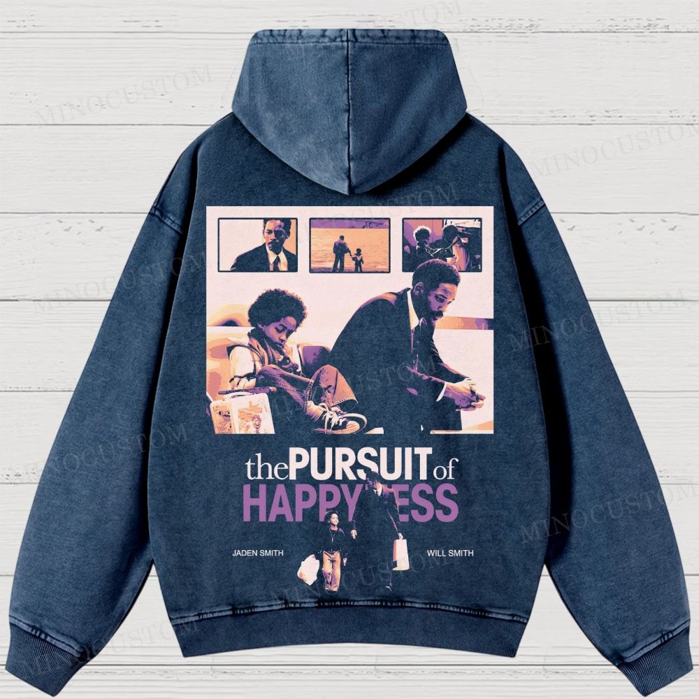 The Pursuit of Happyness Inspirational Drama Retro Collage Graphic Washed Hoodies