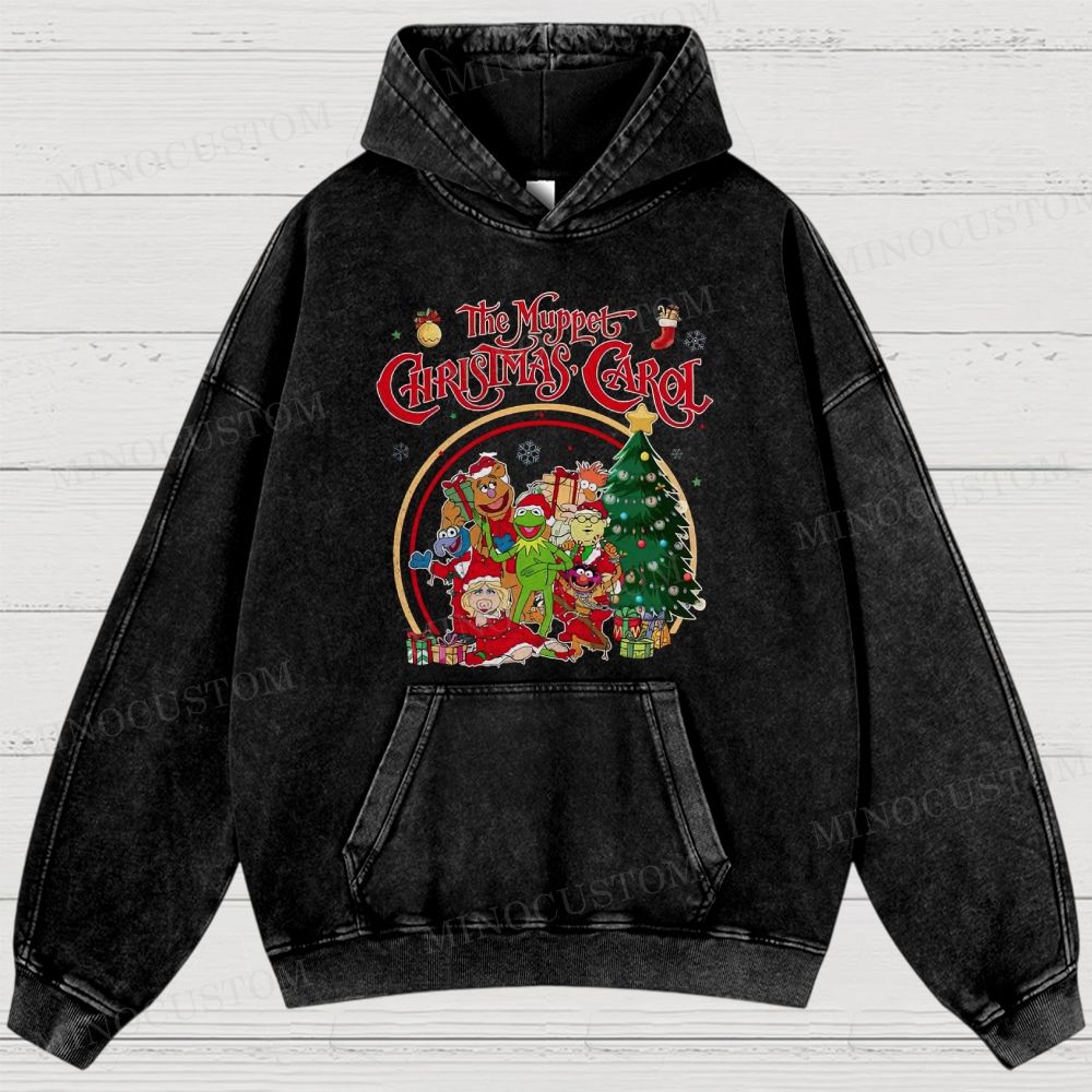 The Muppet Christmas Carol Family Comedy Retro Holiday Graphic Washed Hoodies