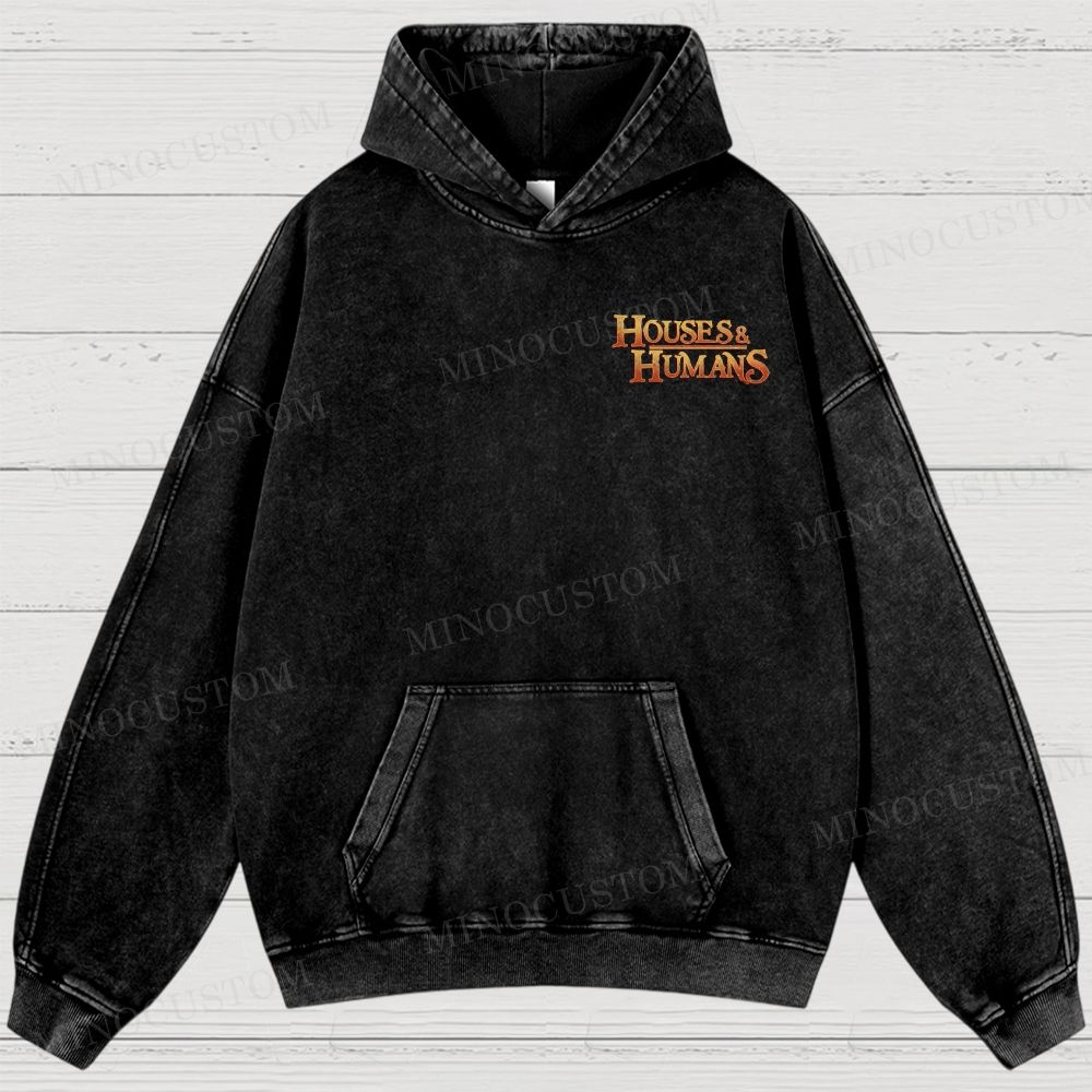 Retro Oversized Houses Humans Washed Hoodies