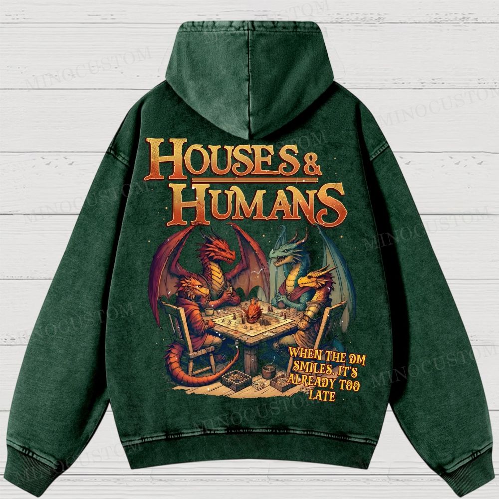 Retro Oversized Houses Humans Washed Hoodies