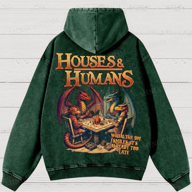 Retro Oversized Houses Humans Washed Hoodies