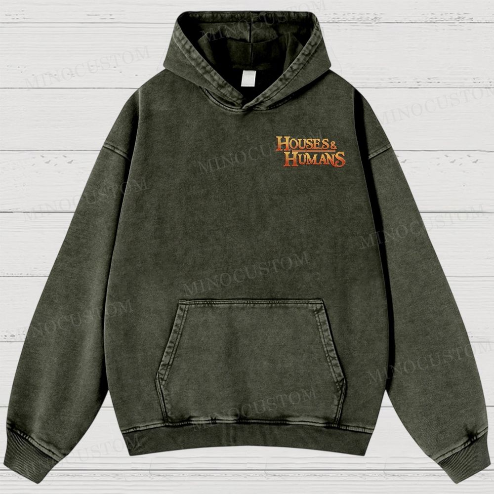 Retro Oversized Houses Humans Washed Hoodies