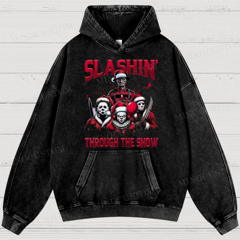 Horror Characters Christmas Washed Hoodies