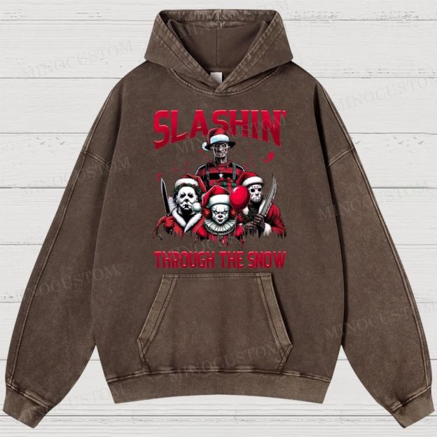 Horror Characters Christmas Washed Hoodies