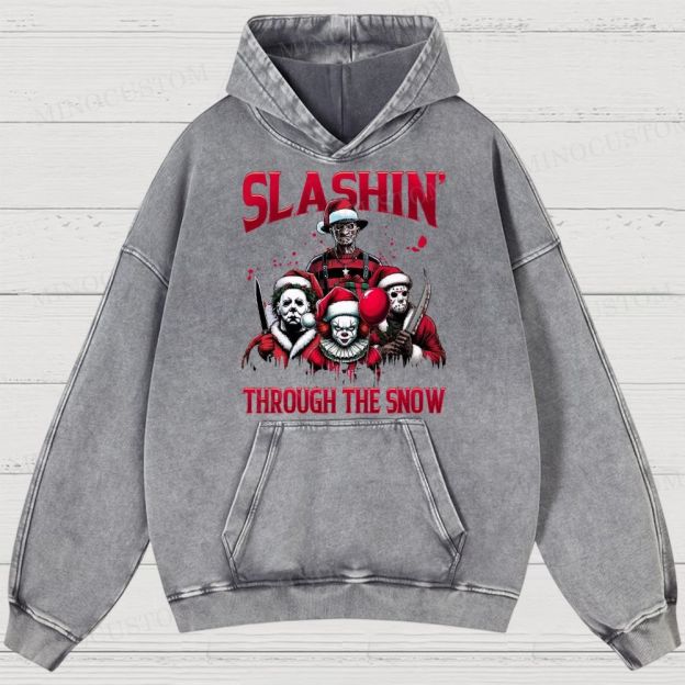 Horror Characters Christmas Washed Hoodies