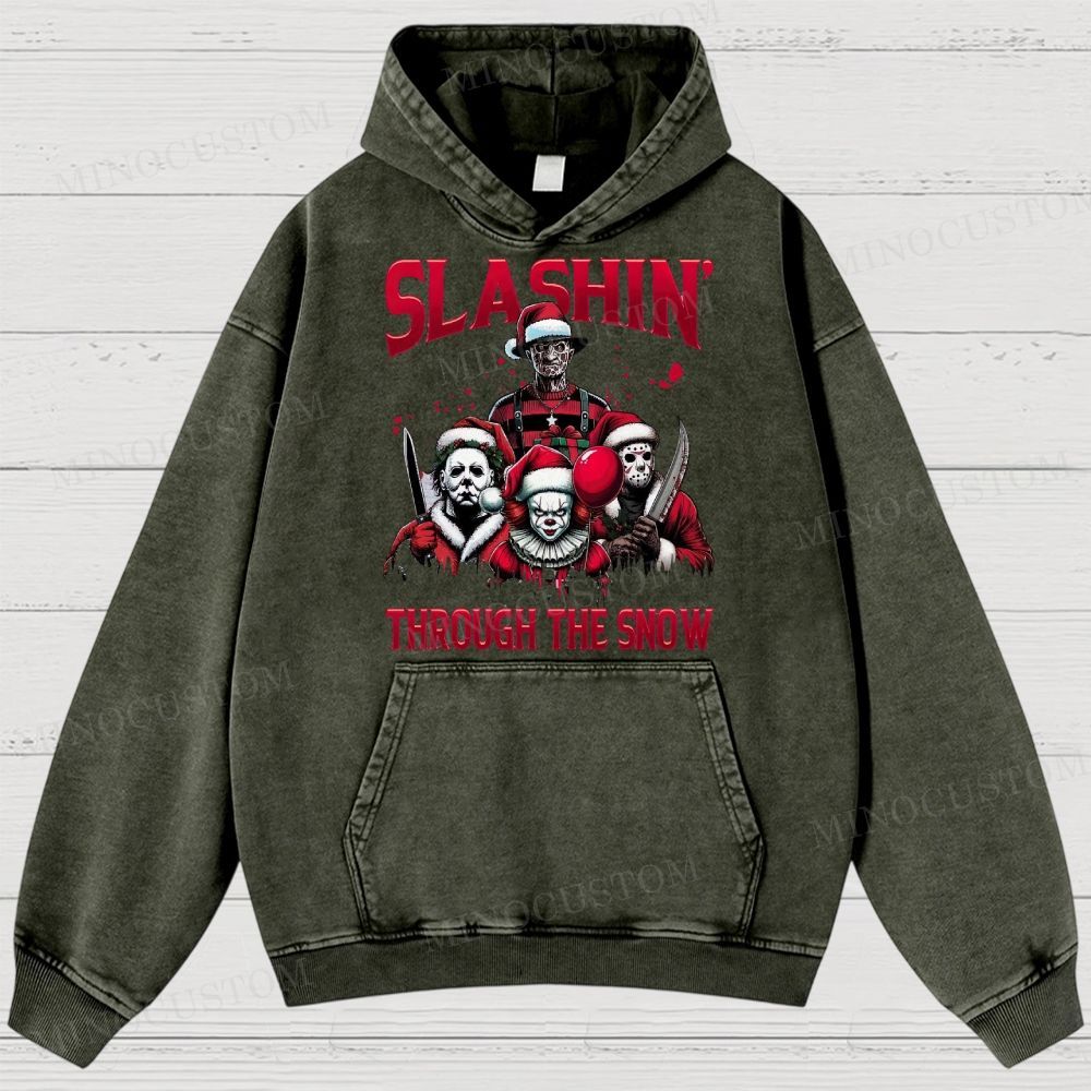 Horror Characters Christmas Washed Hoodies